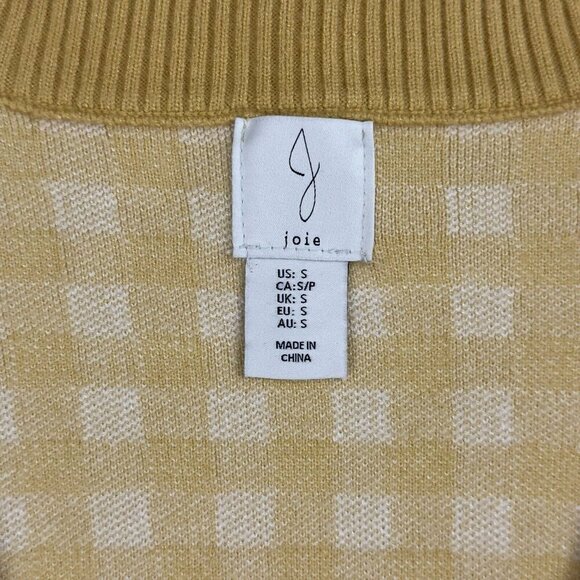 NWOT Joie Boyfriend Oversized Gingham Check Cardigan Yellow‎ Cream Plaid Sweater - Picture 5 of 10